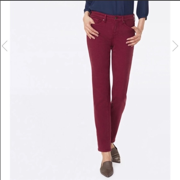 NYDJ Pants - NYDJ Sheri Slim Jeans Soft Burgundy Size 10